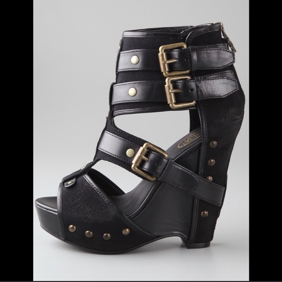 ASH Lyn Buckle Wedge Sandal 7.5 - Picture 4 of 9